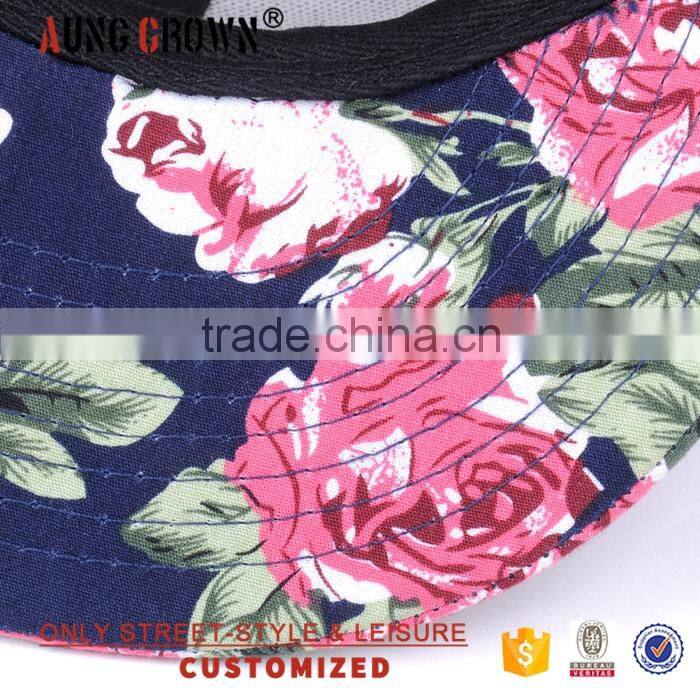 Fashion Custom 3d Embroidery Floral Bill Snapback Hat Wholesale