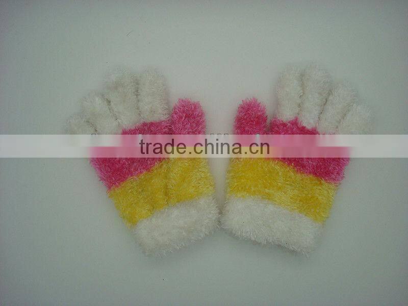 Boxi-High quality fashion feather yarn kid's warn gloves