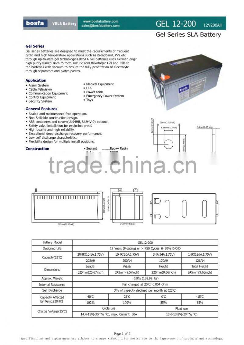 solar gel battery 12v 200ah deep cycle solar 12v battery solar panel inverter battery