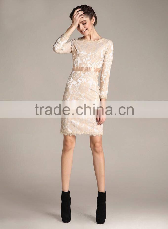 Alibaba New Arrival Long Sleeve Design Lace Dress Fashionable