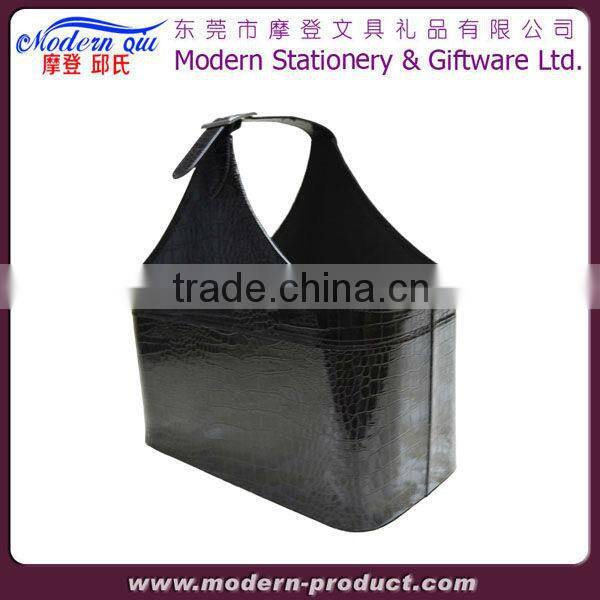 Household leather storage basket