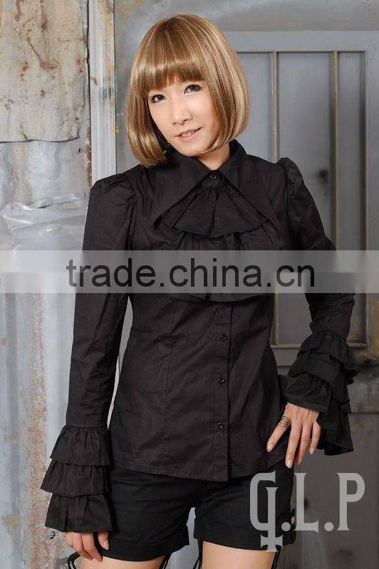 Cotton White Lace Short sleeve Cotton Lolita Blouse 81031