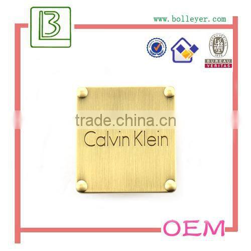 Brushed Anti Brass Metal Name Badge for Jeans