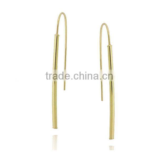 High quality 925 Sterling Silver Stick Drop earrings 18K gold earrings
