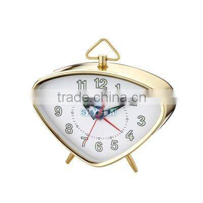 Triangle metal case mechanical alarm clock, decorative clock, table clock