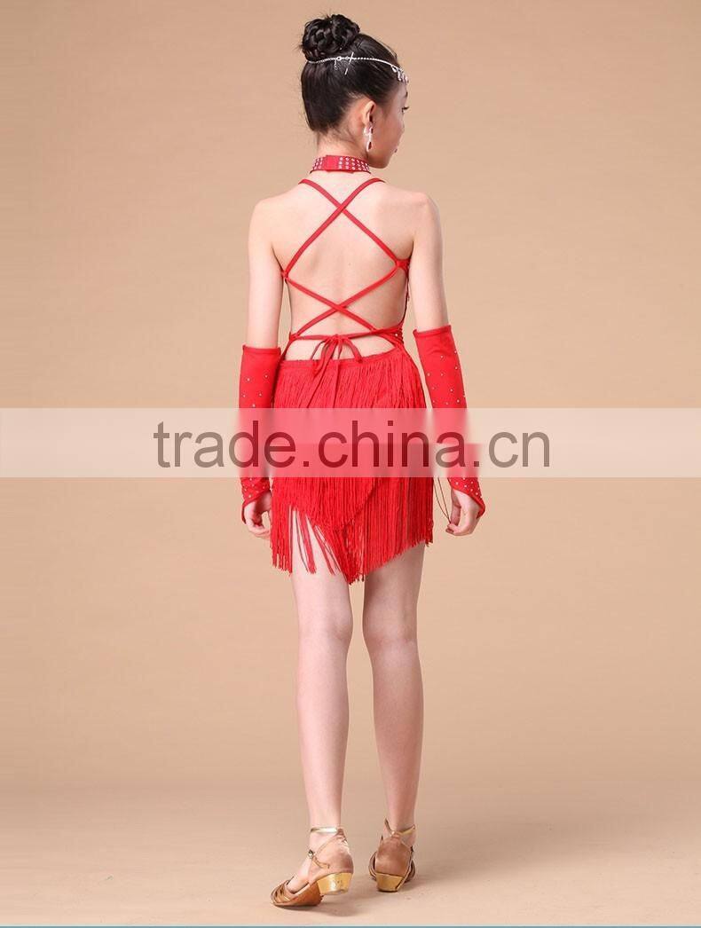2016 High quality XXL plus size sexy girls latin dance costumes cheap children latin fringe dress on sale