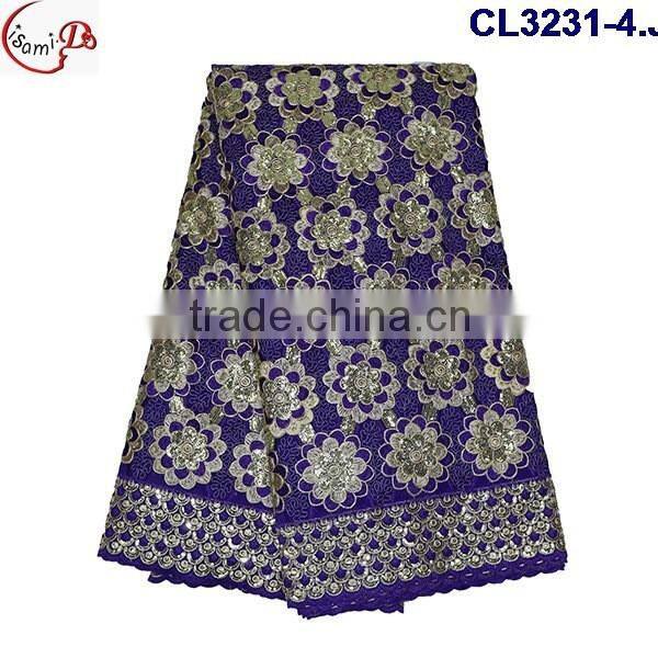 CL3231 for chtistmas sale latest fashion design embroidery george lace high quality soft materail for making women dress
