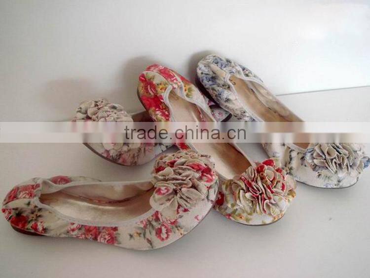 Brand New Fashion Flower Print Fabric Cotton Ballet Shoes
