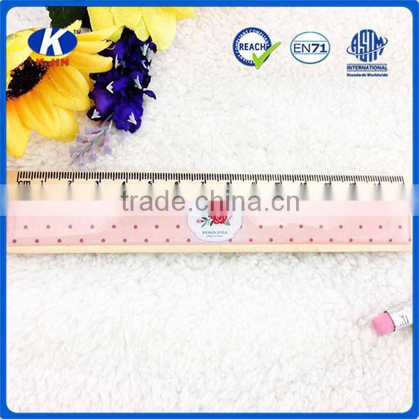 New style wood 15cm ruler with 4c paper for school