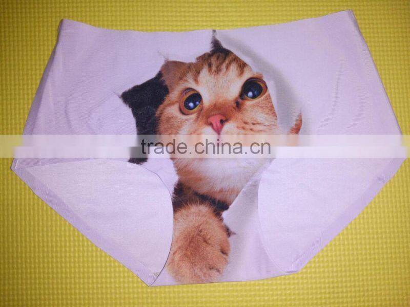 Smooth Traceless Lingerie Sexy Cat Printed Hipsters Anti-exposure Panty