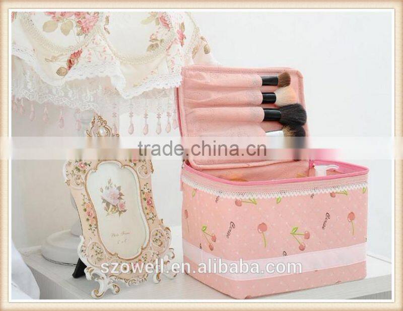 Hot cosmetic cases promotional bag lovely pink cherry big cosmetic case for lady