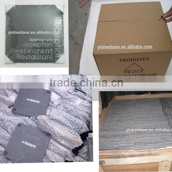 Eco-friendly natural black slate chalk writing board with customized shape