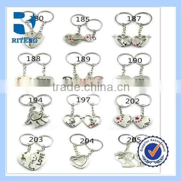 Wholesale fashion cute couple keychain heart and soul keychain half heart keychain