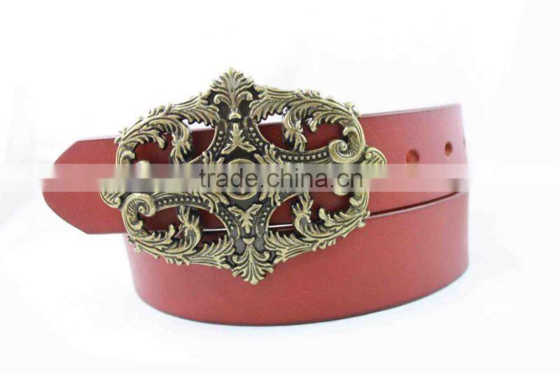 New Arrival Unisex Geniune Leather Belt With Fashion Designed Plague Buckle Waist Belt