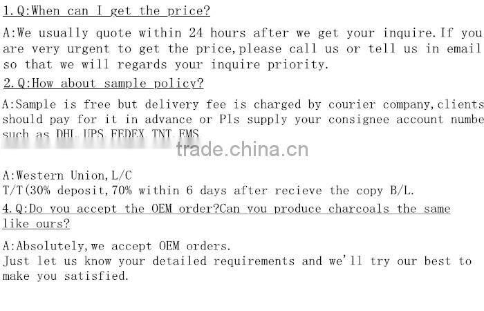 100pc/box instant light 33mm Al Fakher quality briquette shisha charcoal with A shape