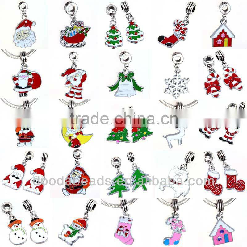 Wholesale Custom Metal Charm Jewelry Enamel Santa Claus Dangle Charms