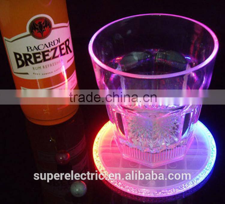 Professional design hot sale plastic led light up coaster led drink cup mat for sale