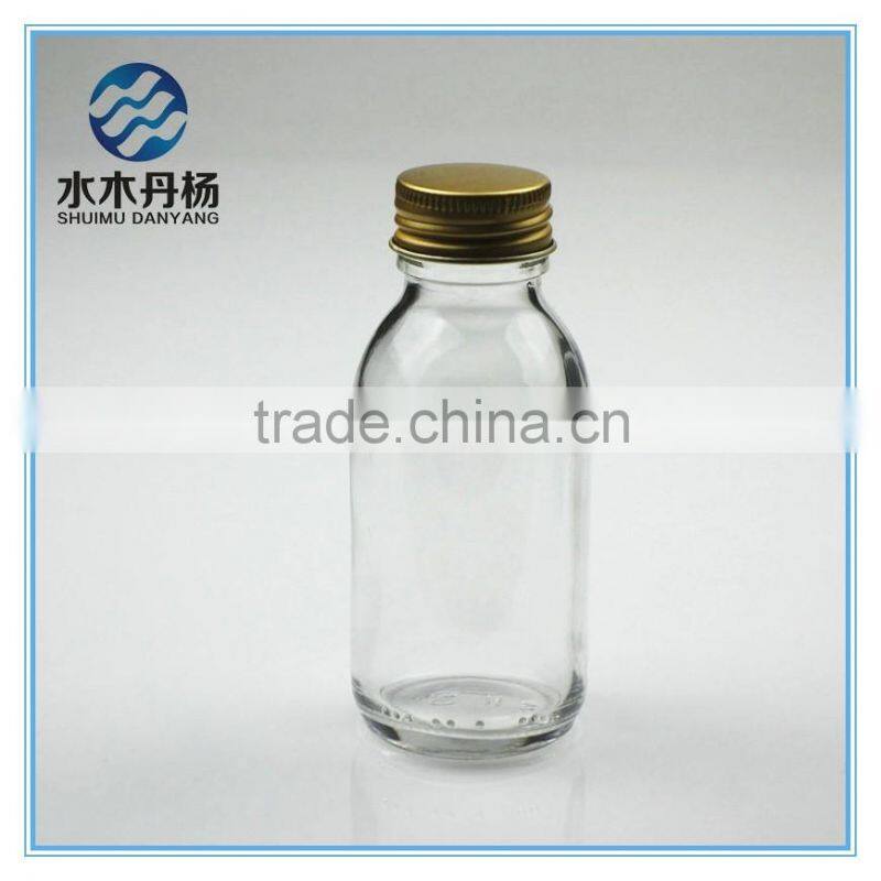 90ml clear pharmaceutical glass bottle syrup glass bottle with gold screw lids