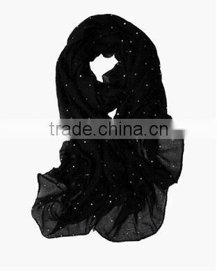 Polyester Solid Scarf with Crystals