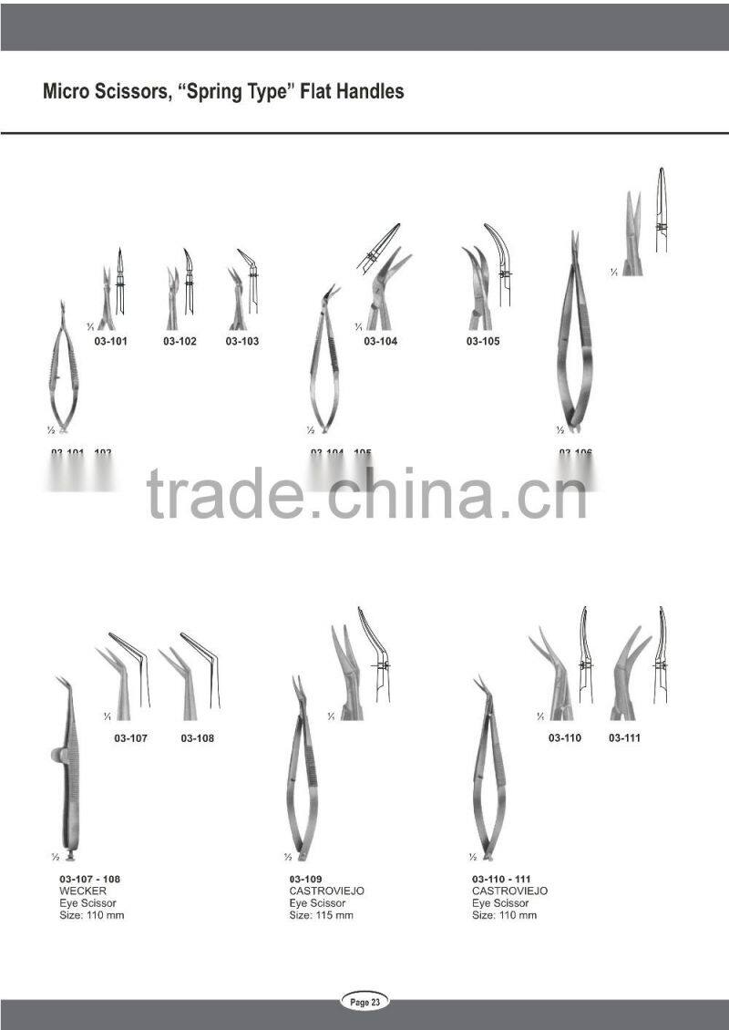 Micro Surgical Scissors Spring Type Bayonet Shape YASARGIL Scissors Instruments