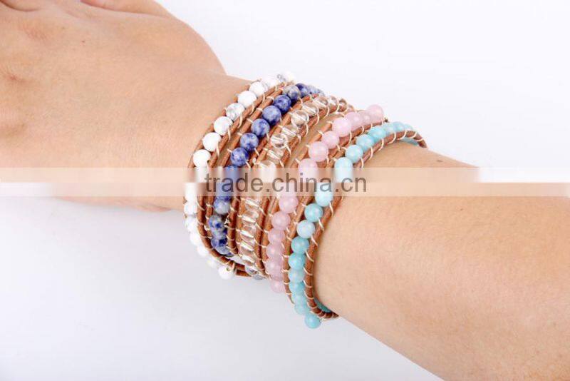 Five laps the latest popular A turquoise of agate powder natural stone bracelet women