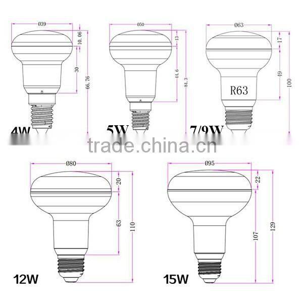 High lumen high power ce rohs mushroom 85-265v r95 e27 led bulb 15w
