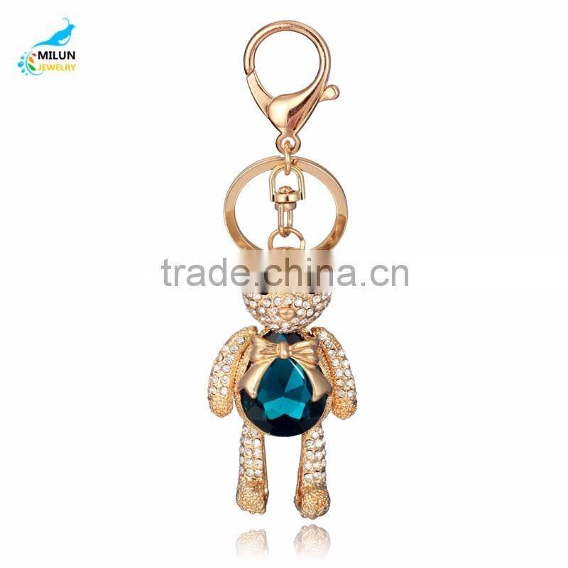 Custom made alloy opal crystal doll bears keychain