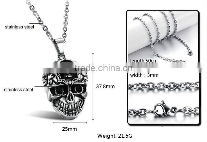 fashion black stainless steel jewelry ,stainless steel skull pendant
