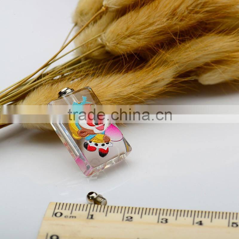 China Factory Customized 3D Photos Crystal Perfume Bottle Pendant Kartoon Monkey DIY Rice Art Pendant for Children Necelace
