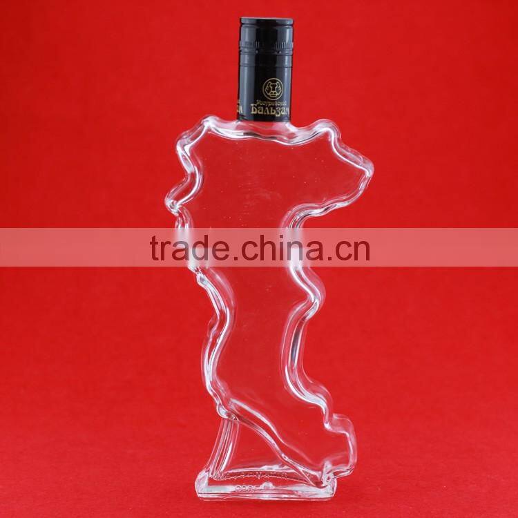 Various capacities gun shape wine bottles butterfly vodka bottles 500ml letter shape bottles with cork