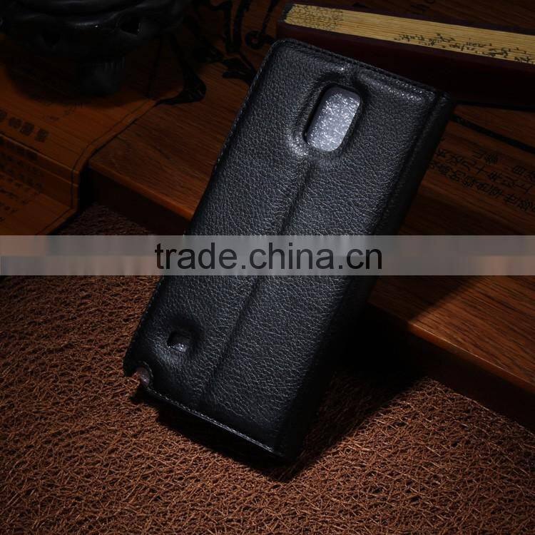 Hot Selling Ultra Thin Lichee PU Leather Case Wallet Folio Flip Cover for Samsung GALAXY Note 4