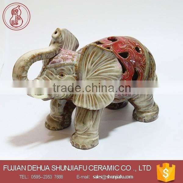 Detachable Ceramic Elephant With Tray Ceramic Crafts