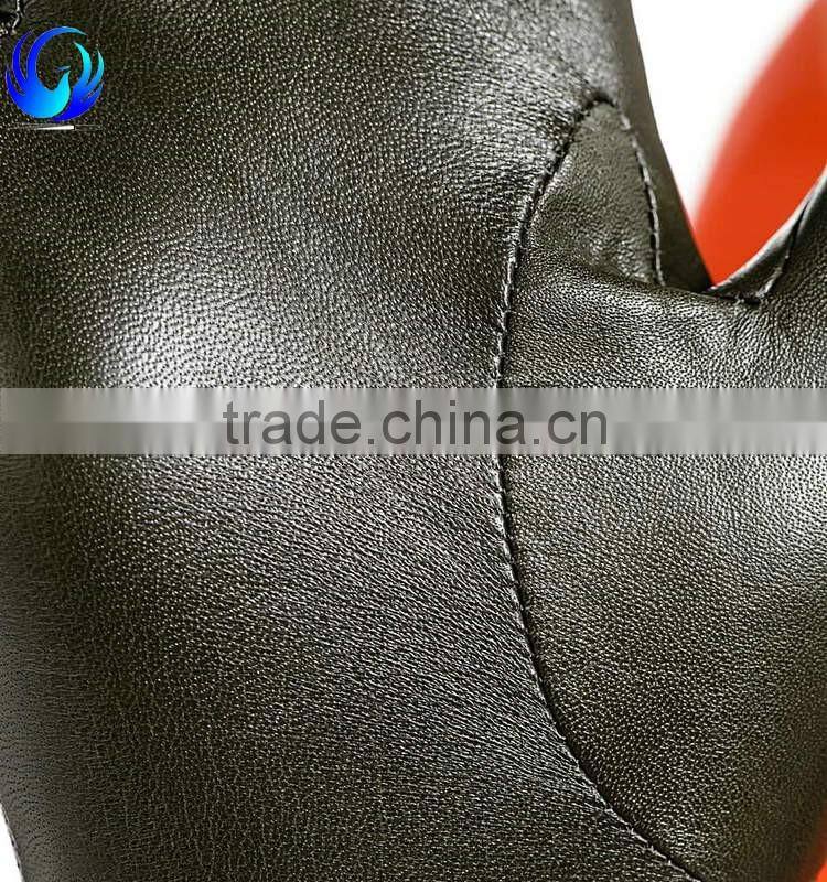 Wholesale women black goatskin leather smart touch gloves