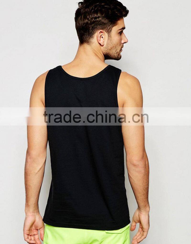 Daijun OEM new design dri fit man black printing gym tank top