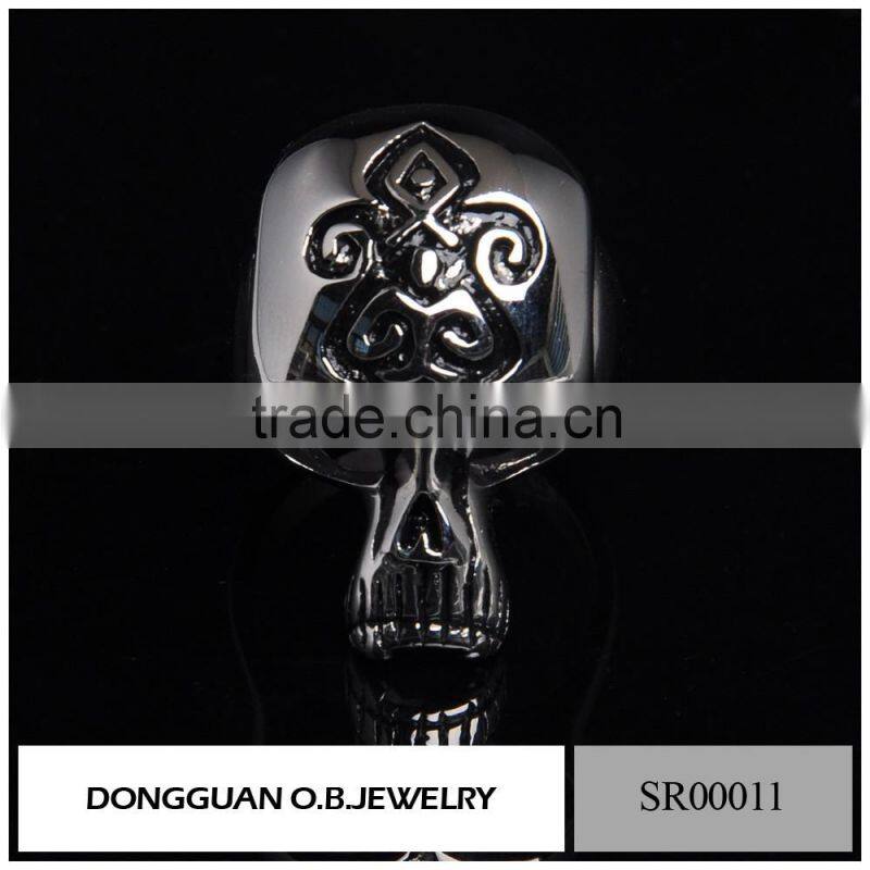 New Arrival Stainless Steel Skull Biker Ring/Motorcycle Piston Ring Design For Men