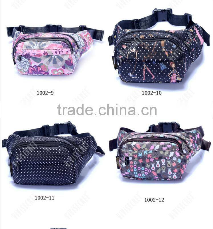 The most popular flower pattern nylon fabric long strap small men belt bag
