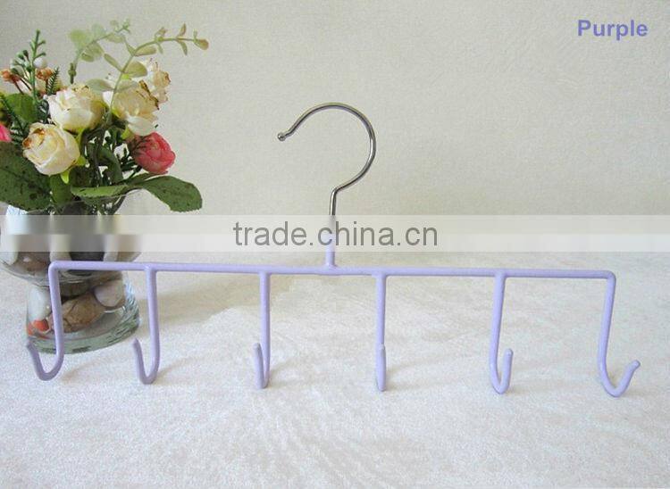 Non Slip PVC Coated 5 Hooks Hanger for Belt, Metal Accessories Organizer
