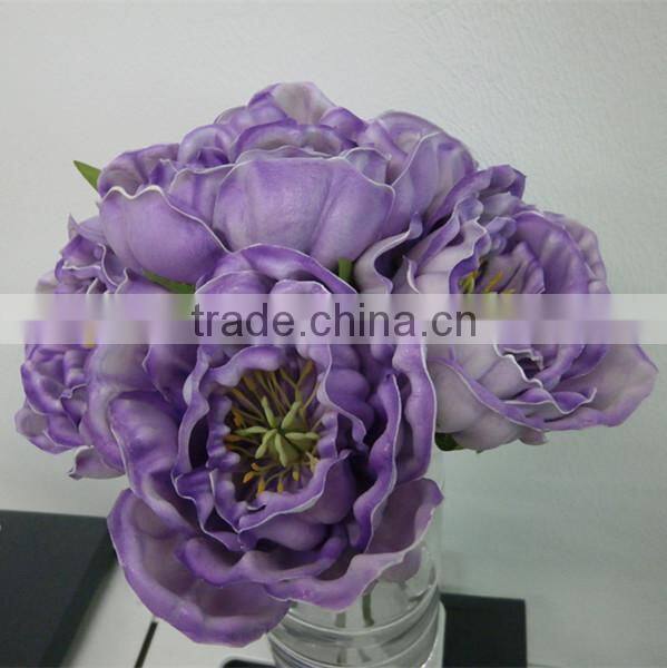 pu artificial peony flower head for wedding decor ,fabric peony head for sale