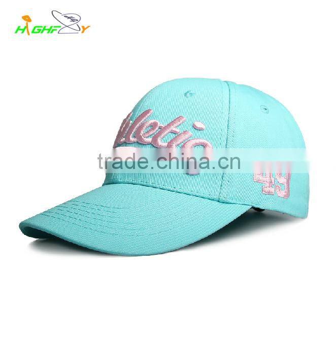 wholesale/high quality 100%cotton pure color 6 panel customize curve brim baseball cap with embroidery
