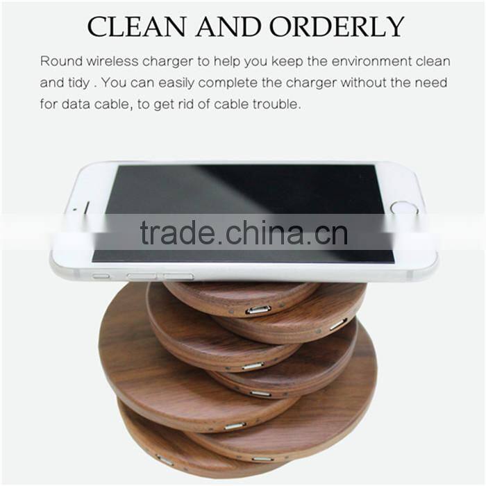 HOT ITEM Pure Wood Smart Phone Wireless Charger 1000 mA for IPhone, for Sony, for Samsung