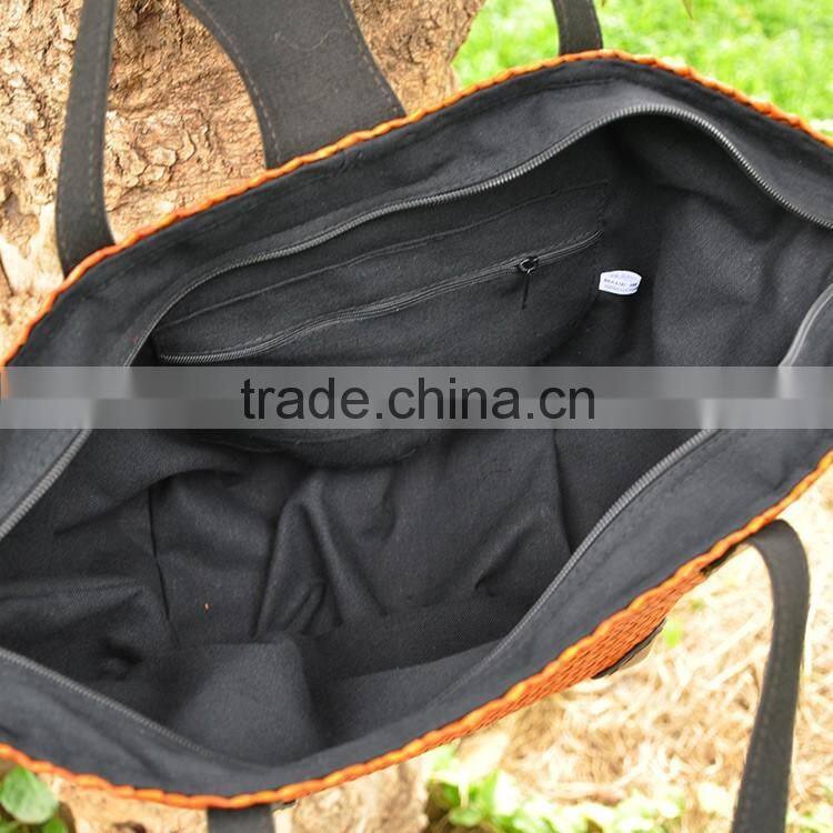 Hot selling handbag straw thailand handmade straw bag for women vacation beach bag