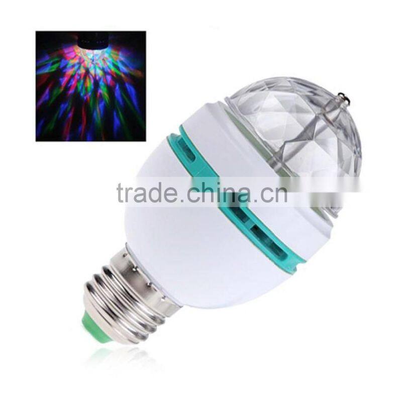 E27 3 Watt Triangle Bulbs RGB Color Changing Crystal Ball Effect DJ Disco Lamps LED Auto Rotating Stage Light