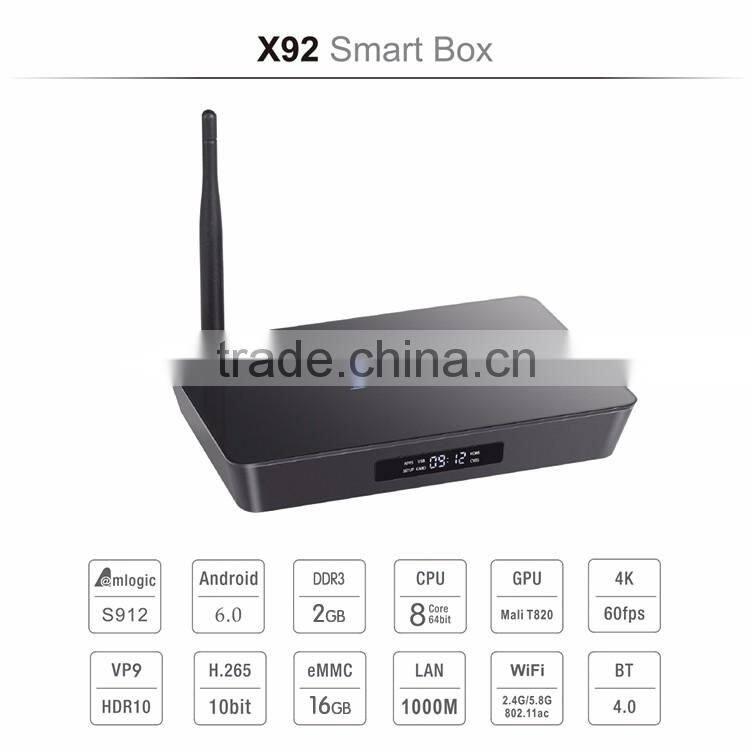X92 octa-core T820MP3 GPU 5ghz wifi bt4.0 hdmi2.0 tv box