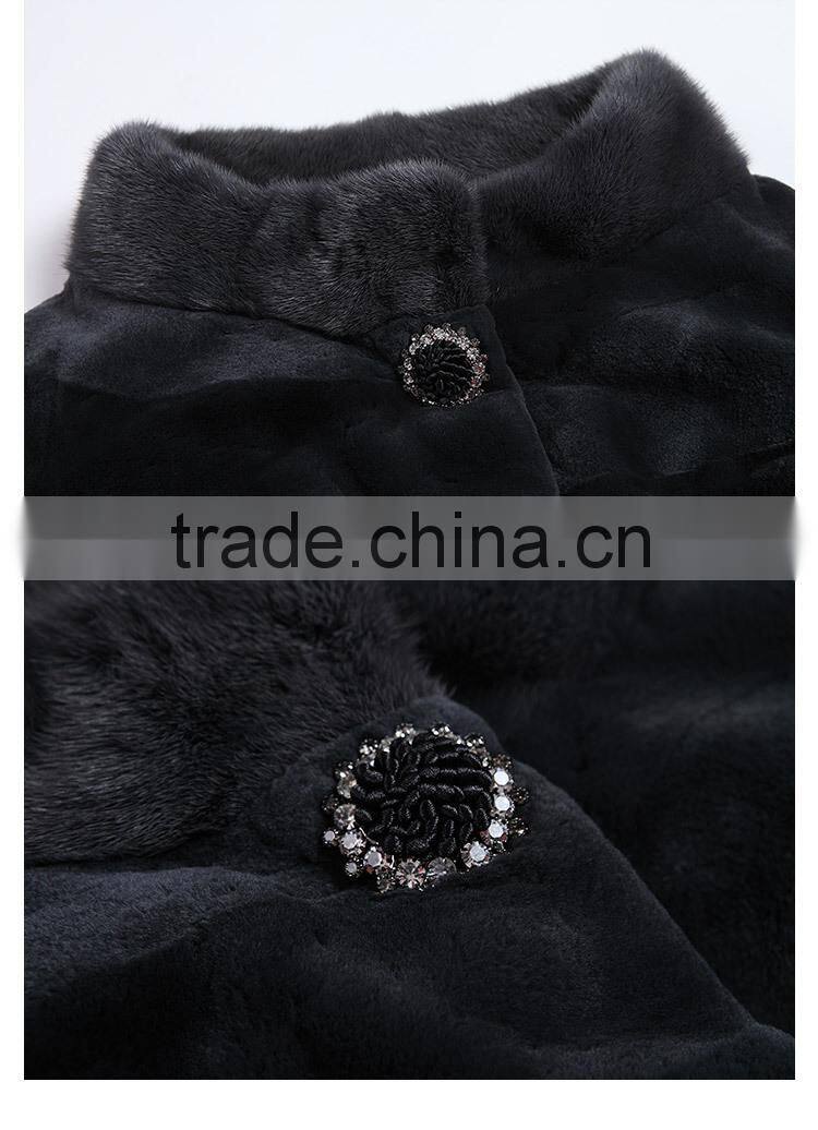 Hot sale real natural cashmere fur coat for winter overcoat