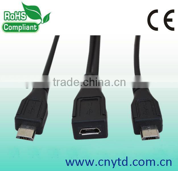 Different styles v2.0 usb cable usb splitter cable 2 female 1 male
