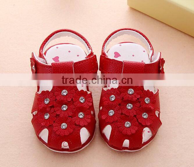 Wholesale flower soft sole baby leather shoes sandals
