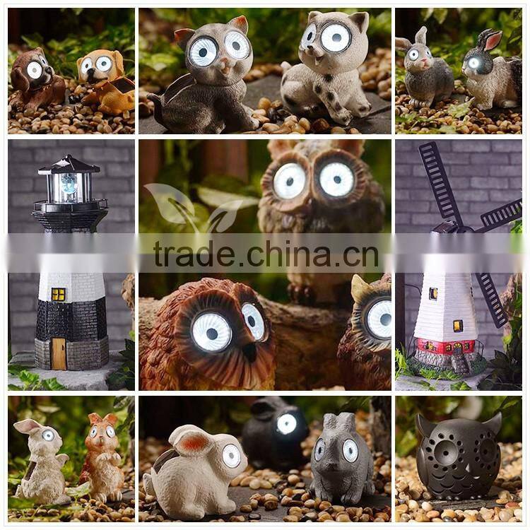 Cute Dog Design With Glasses Polyresin Solar Powered Outdoor Light From China