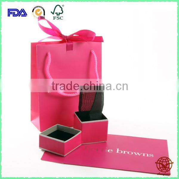 Wholesale Custom Made Logo Printed cardboard Jewelry box with carrier Paper Bag