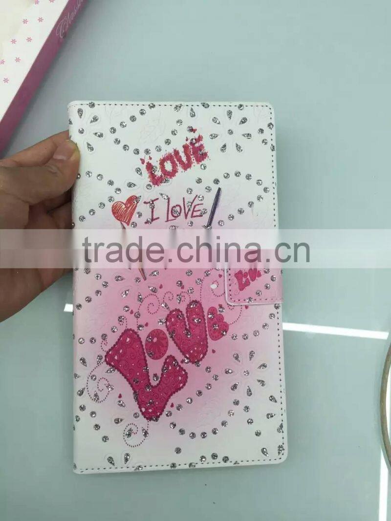 I Love You Diamond Pu Flip Case Pink