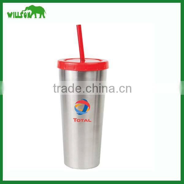 Coffee drinkware 16oz stainless steel straw tumbler with debossed shape